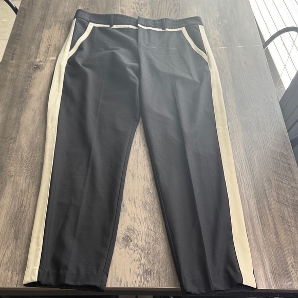 Vince Black Tuxedo Cream Stripe Straight Leg Pants - Picture 4 of 5